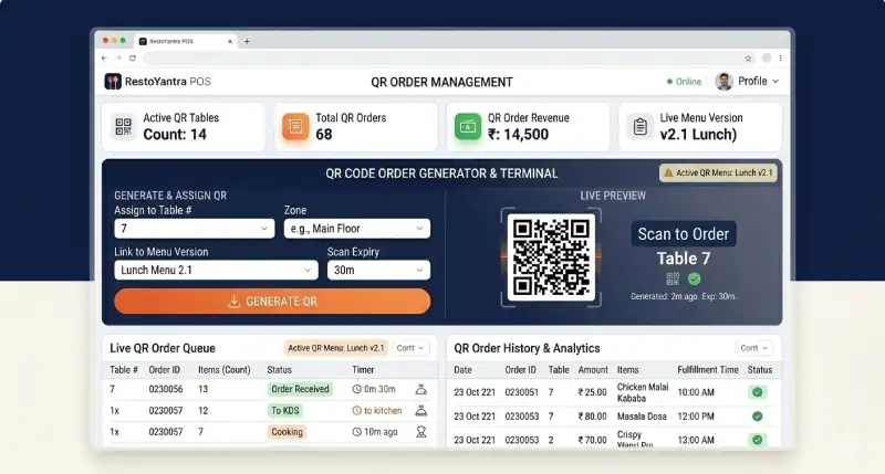 Interactive QR Menu & Ordering